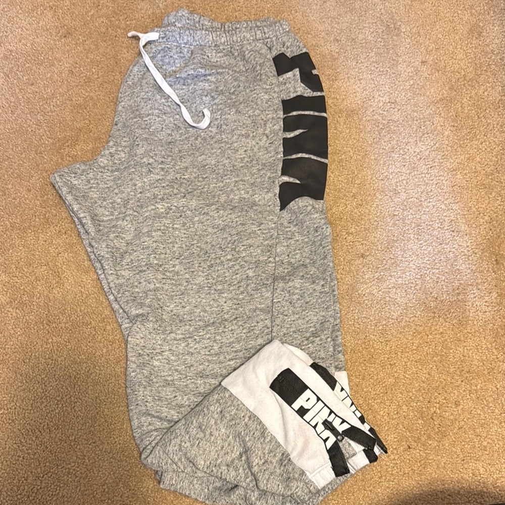 Gray Joggers with Black and White Logo